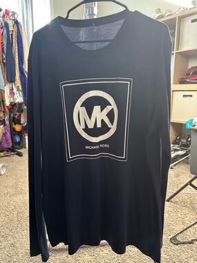 Michael Kors Black Long-Sleeve Shirt with White MK Logo